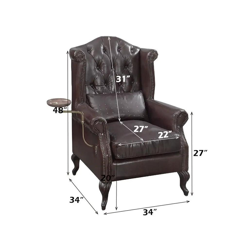 Pino - Accent Chair - Vintage Brown Top Grain Leather by Unique Piece Furniture