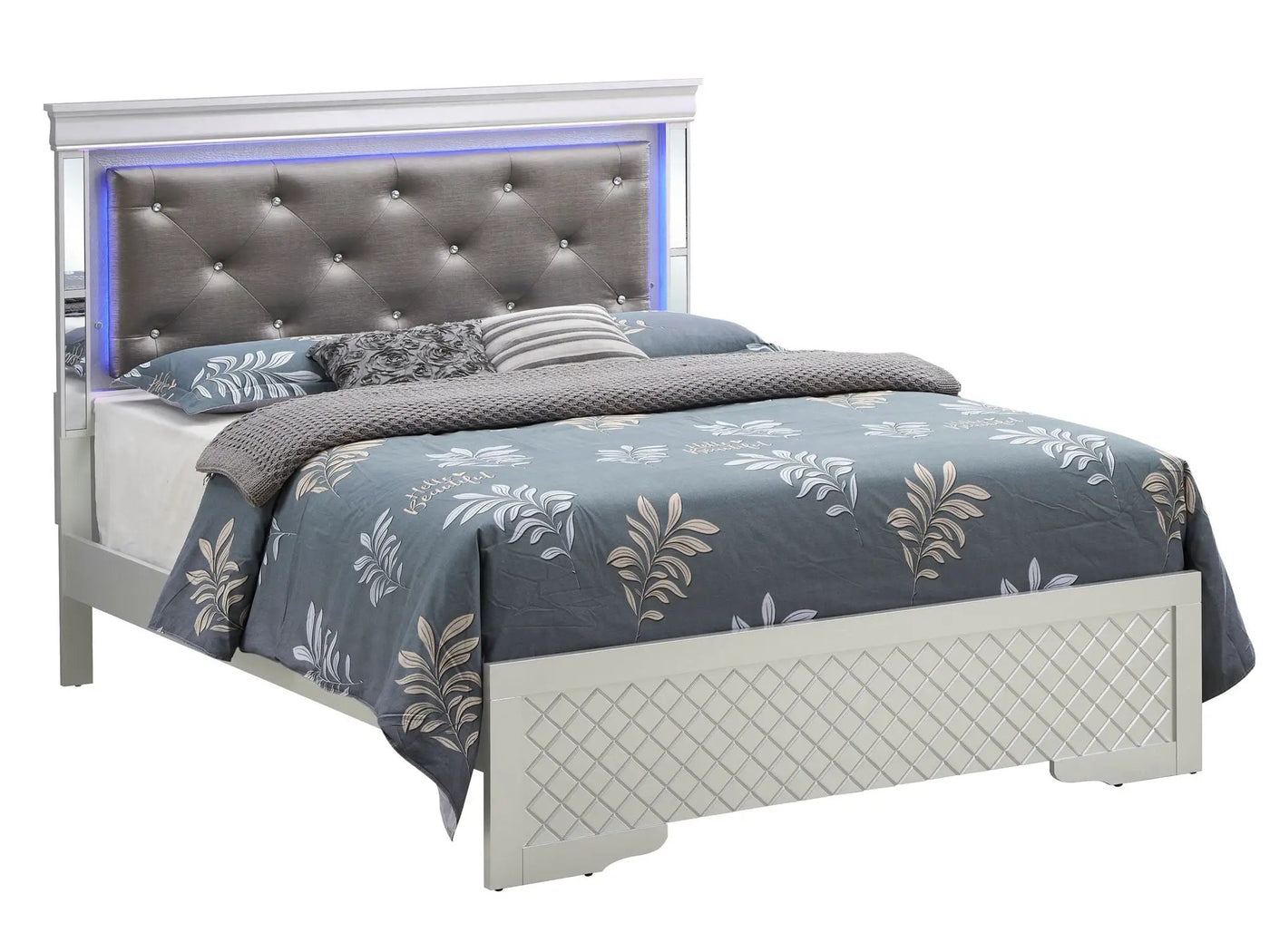 Bed With LED Light Accents Headboard by Unique Piece Furniture
