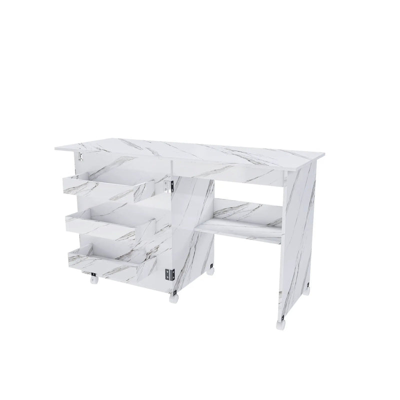 4 In 1 Folding Sewing Table With Lockable Wheels, Multi Functional Craft Station - White by Unique Piece Furniture