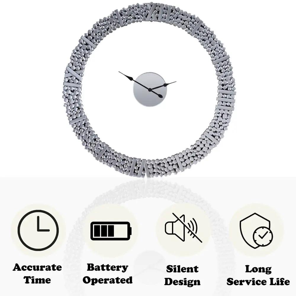 Kachina - 39" Wall Clock - Mirrored & Faux Gems by Unique Piece Furniture
