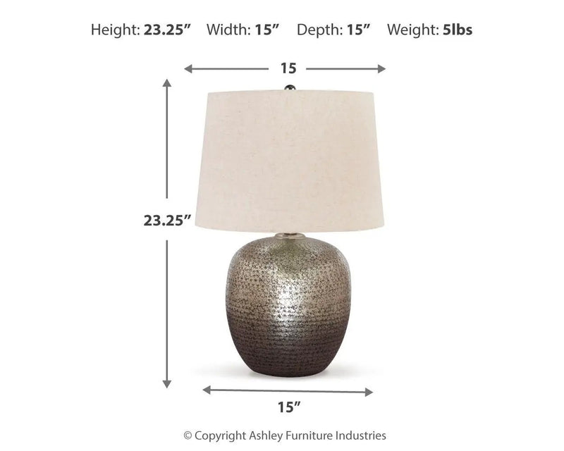 Magalie - Metal Table Lamp - Antique Silver Finish by Unique Piece Furniture