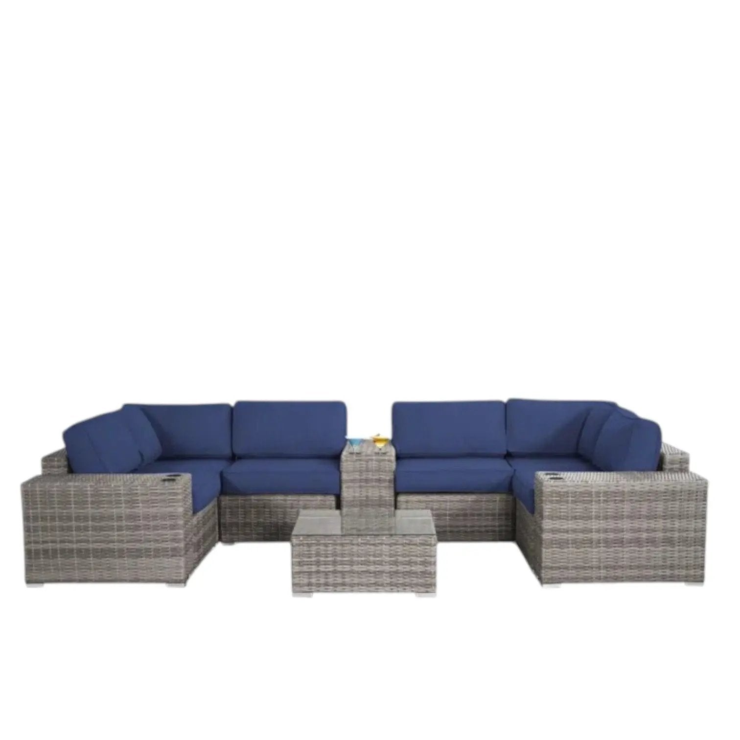 Modern Patio Rattan Sectional Set With Cushions by Unique Piece Furniture