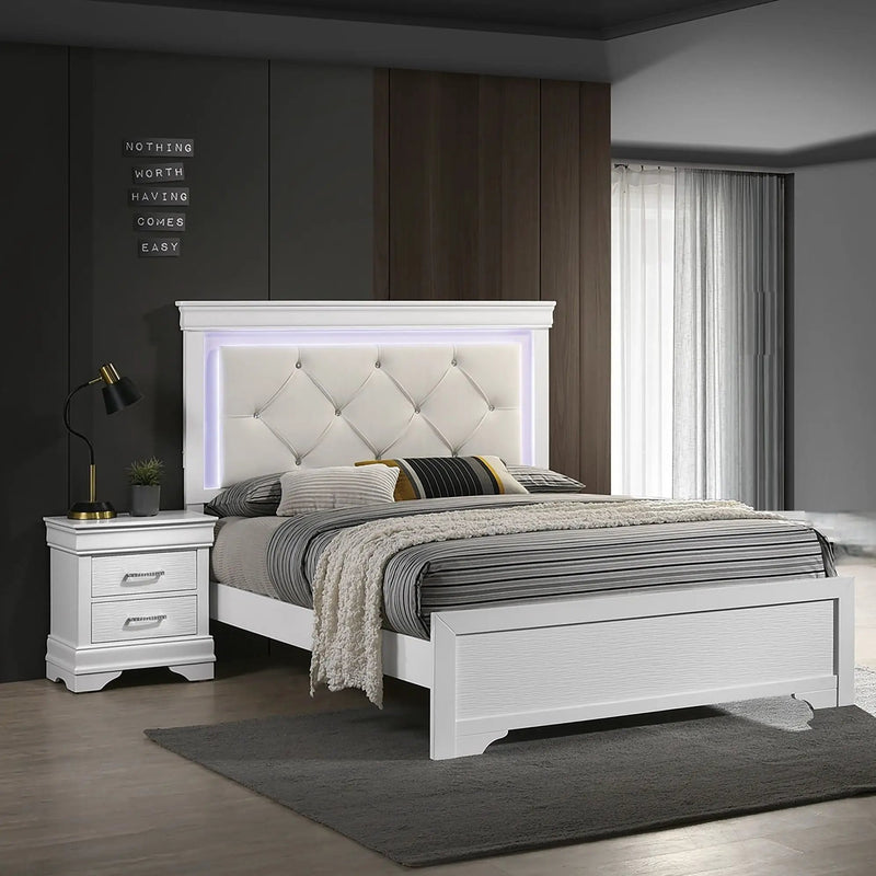 3 Piece Bedroom Set With LED Lighting, 2 Nightstands by HouseOfZazla