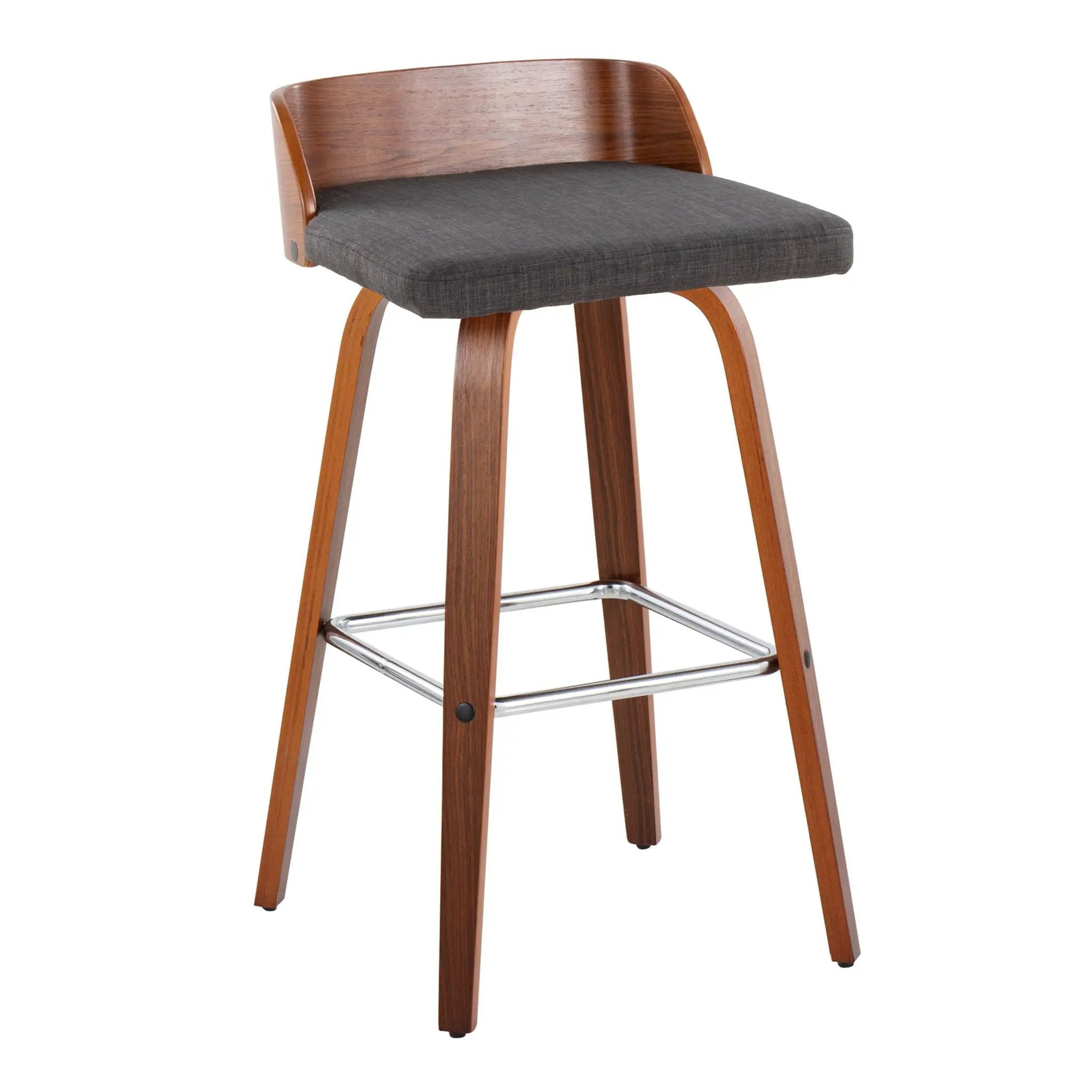 Maya - Mid Century Modern Fixed Height Barstool With Swivel With Square Footrest (Set of 2) by HouseOfZazla