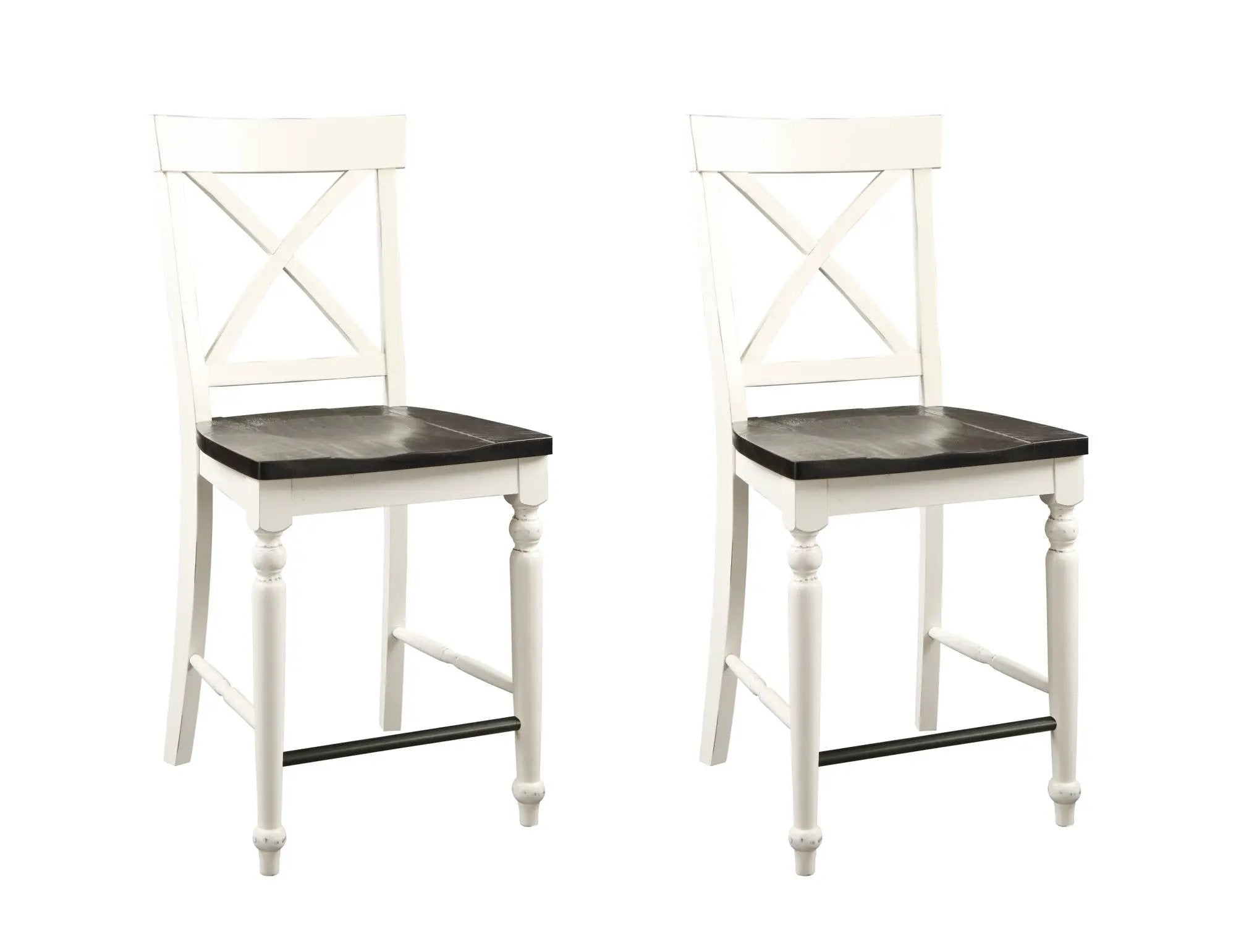 24" Tall Bar Stools (Set of 2) - Brown / White by Unique Piece Furniture