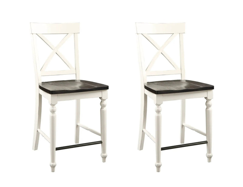 24" Tall Bar Stools (Set of 2) - Brown / White by Unique Piece Furniture
