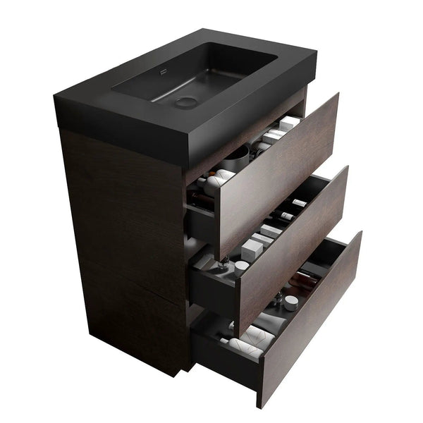 Alice - Bathroom Vanity With Large Storage Freestanding Bathroom Vanity, Sink For Modern Bathroom, One-Piece Sink Basin Without Drain And Faucet