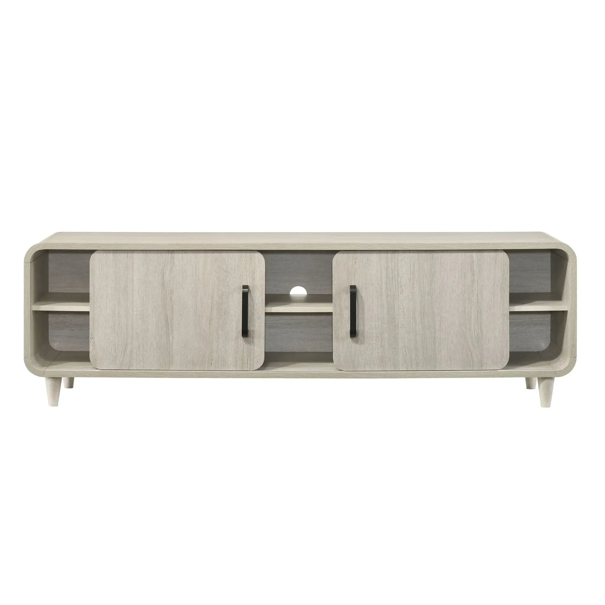 TV Stand With Sliding Doors And Handles, Living Room Furniture - Antique White by HouseOfZazla