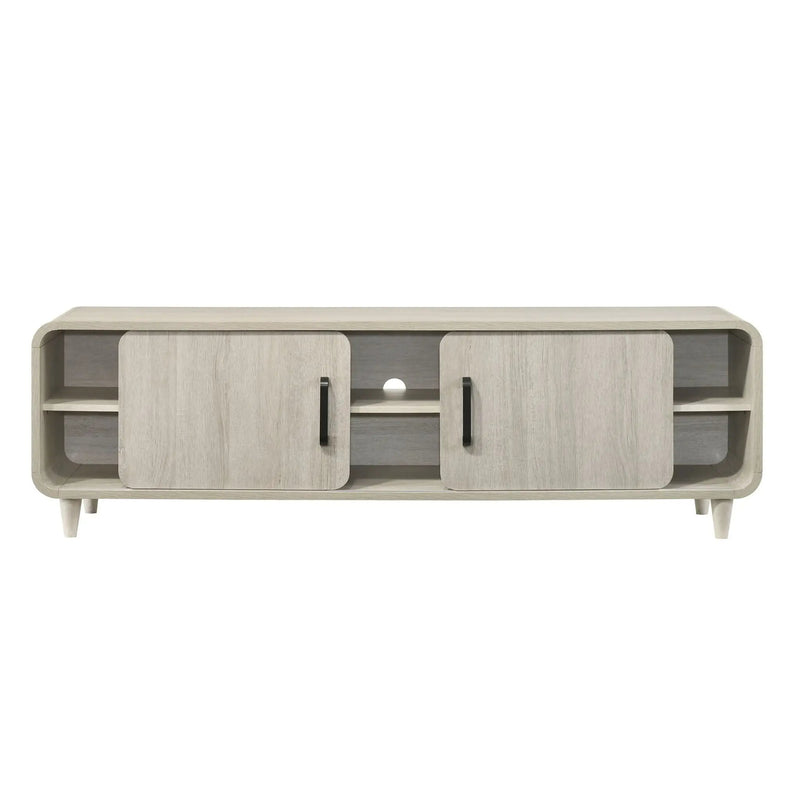 TV Stand With Sliding Doors And Handles, Living Room Furniture - Antique White by HouseOfZazla