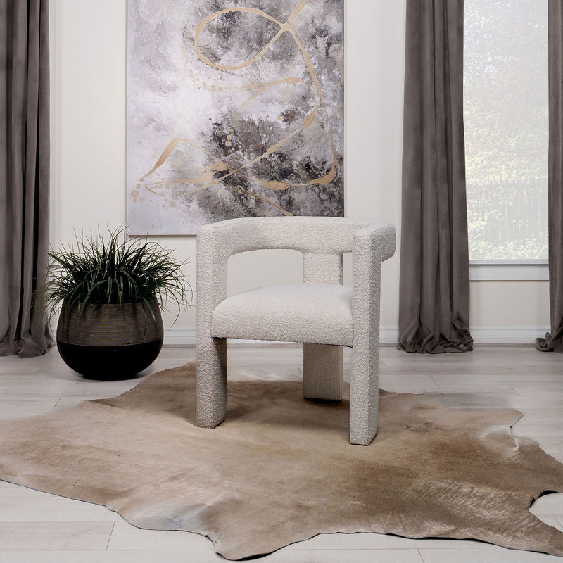 Verda - Upholstered Accent Side Chair In Soft With Rounded Open Back And 3 Leg Base - White by HouseOfZazla