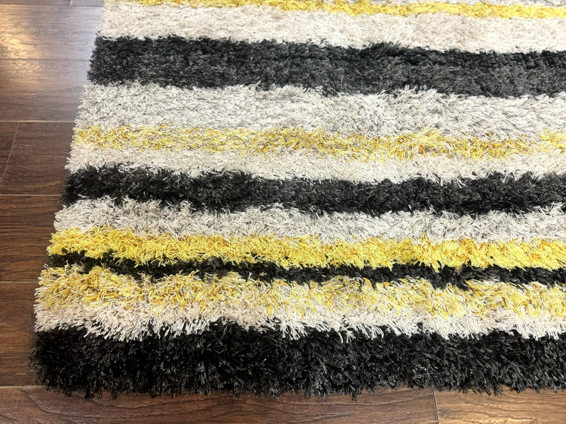 Shag Rug 5x8, Yellow Ivory Charcoal, Contemporary by Jewel Rugs