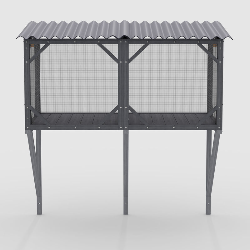 Premium Cat Window Box With Bug Proof Net For Large Indoor Cats Spruce Wood & Polyester - Antique Gray by HouseOfZazla