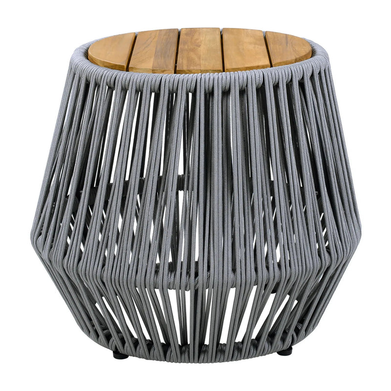 Acacia Wood Side Table with Grey Rope Design by HouseOfZazla