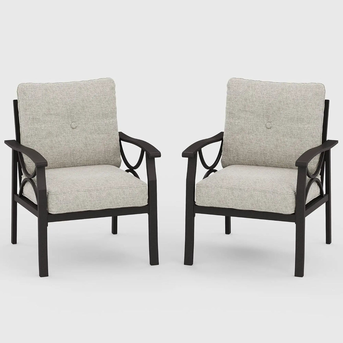 All-Weather Armchairs With Cushions, Modern Sculptural Design (Set of 2) by HouseOfZazla
