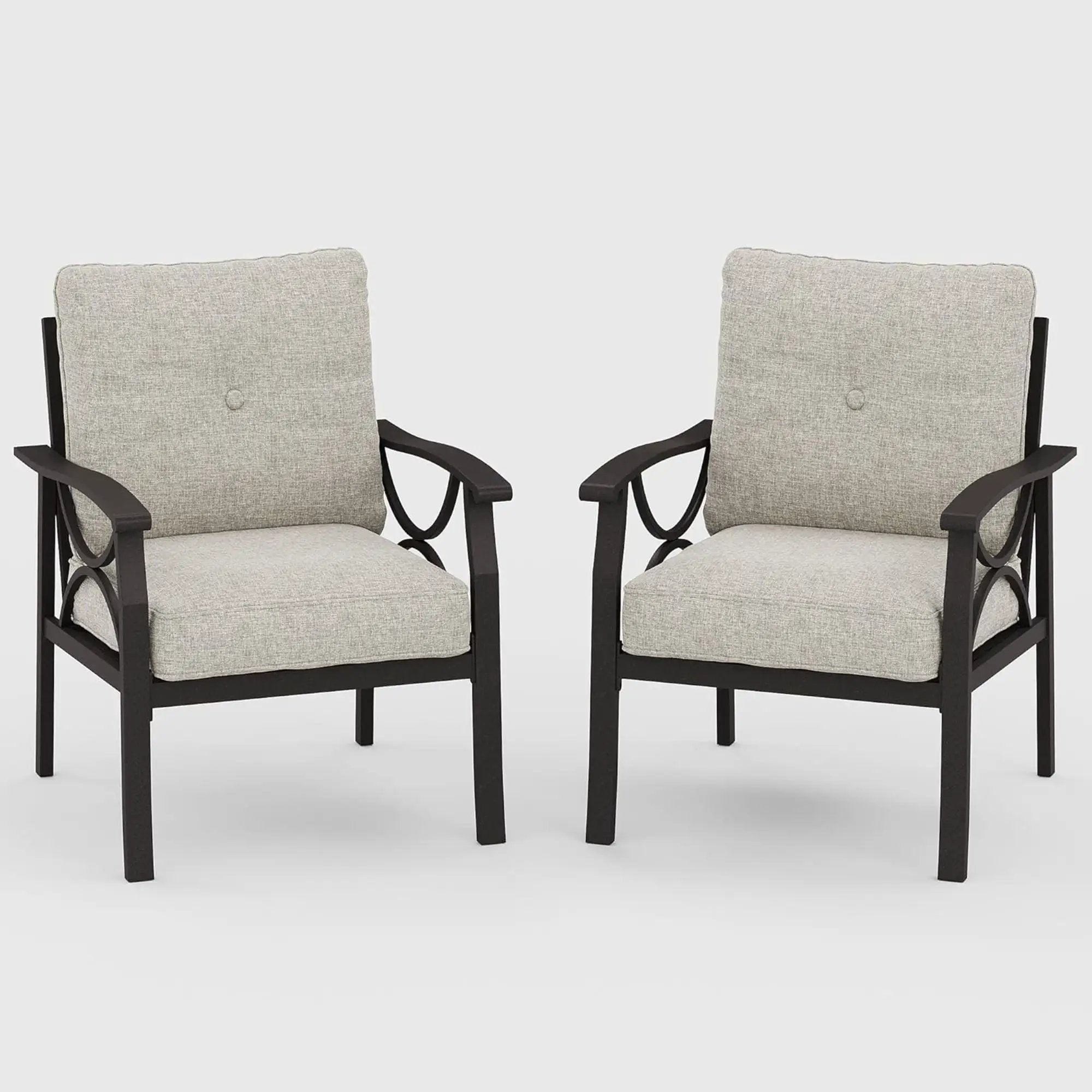 All-Weather Armchairs With Cushions, Modern Sculptural Design (Set of 2) by HouseOfZazla