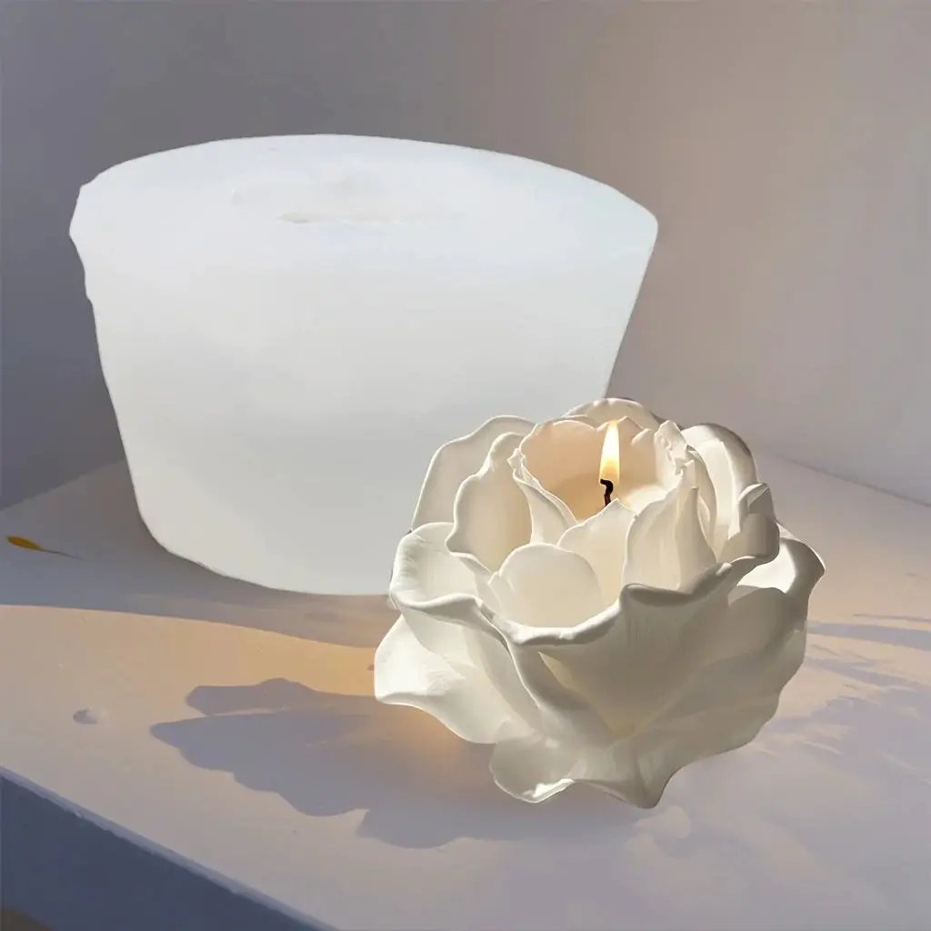 1pc 3D Elegant Rose Silicone Mold - Reusable Flexible DIY Candle, Resin Art, Handmade Soap & Clay Making, Exquisite Petal Design, Home Decor, Valentine'S Day Gift, Floral Shape, for Craft Enthusiasts by House Of Avana