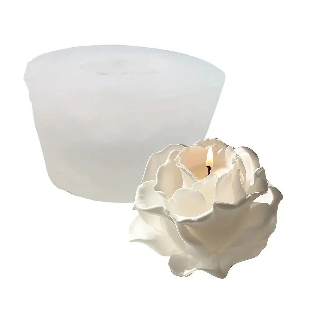 1pc 3D Elegant Rose Silicone Mold - Reusable Flexible DIY Candle, Resin Art, Handmade Soap & Clay Making, Exquisite Petal Design, Home Decor, Valentine'S Day Gift, Floral Shape, for Craft Enthusiasts by House Of Avana