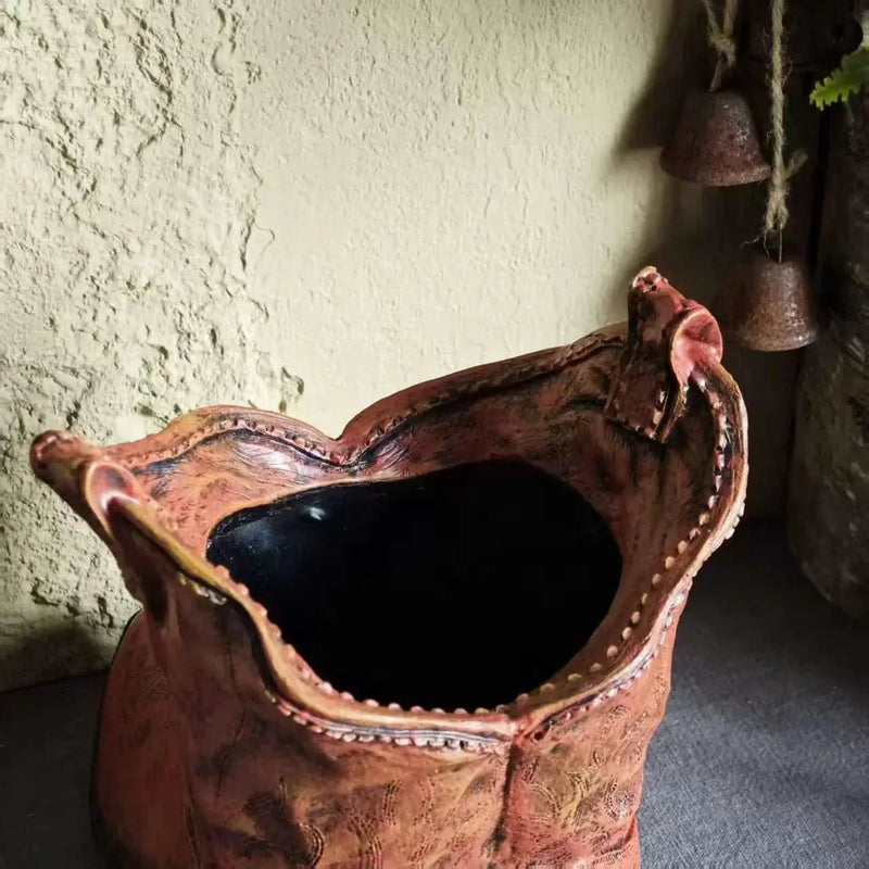1pc American Country Creative Western Cowboy Boot Resin Flower Pot Ornament Vase for Balcony Garden Decoration by House Of Avana