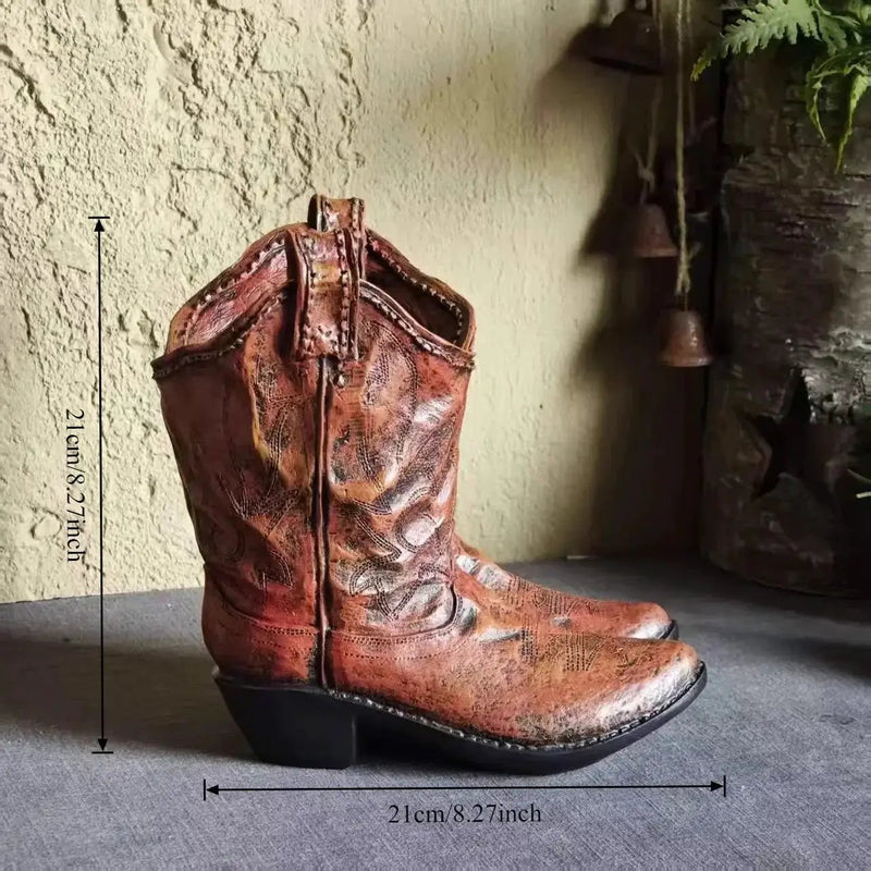 1pc American Country Creative Western Cowboy Boot Resin Flower Pot Ornament Vase for Balcony Garden Decoration by House Of Avana