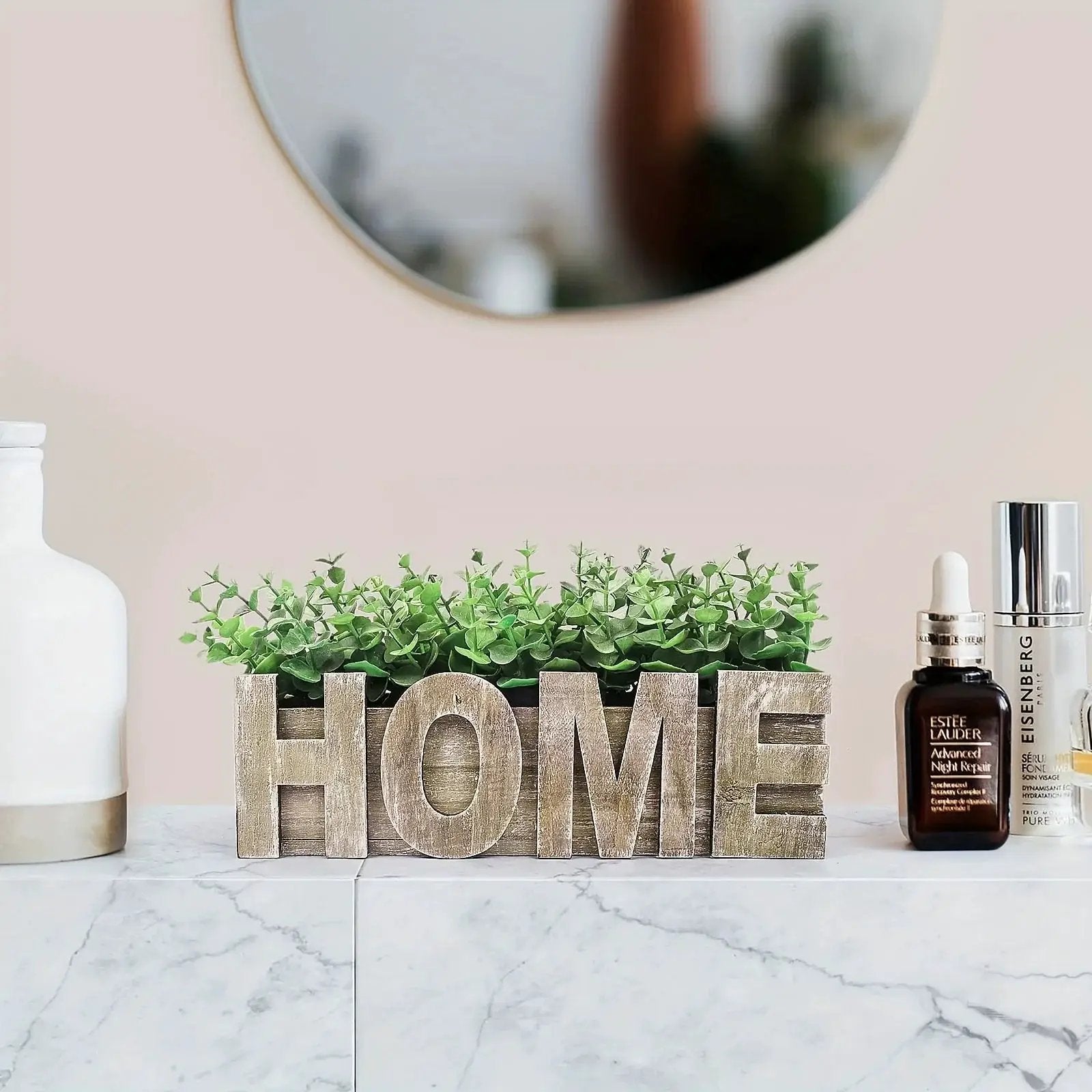 1pc, Artificial Eucalyptus Potted Plant, Fake Green Plant With Wooden Pot For Spring Summer Gift Ideas, Home Office Garden Wedding Kitchen Shower Room Decoration by House Of Avana