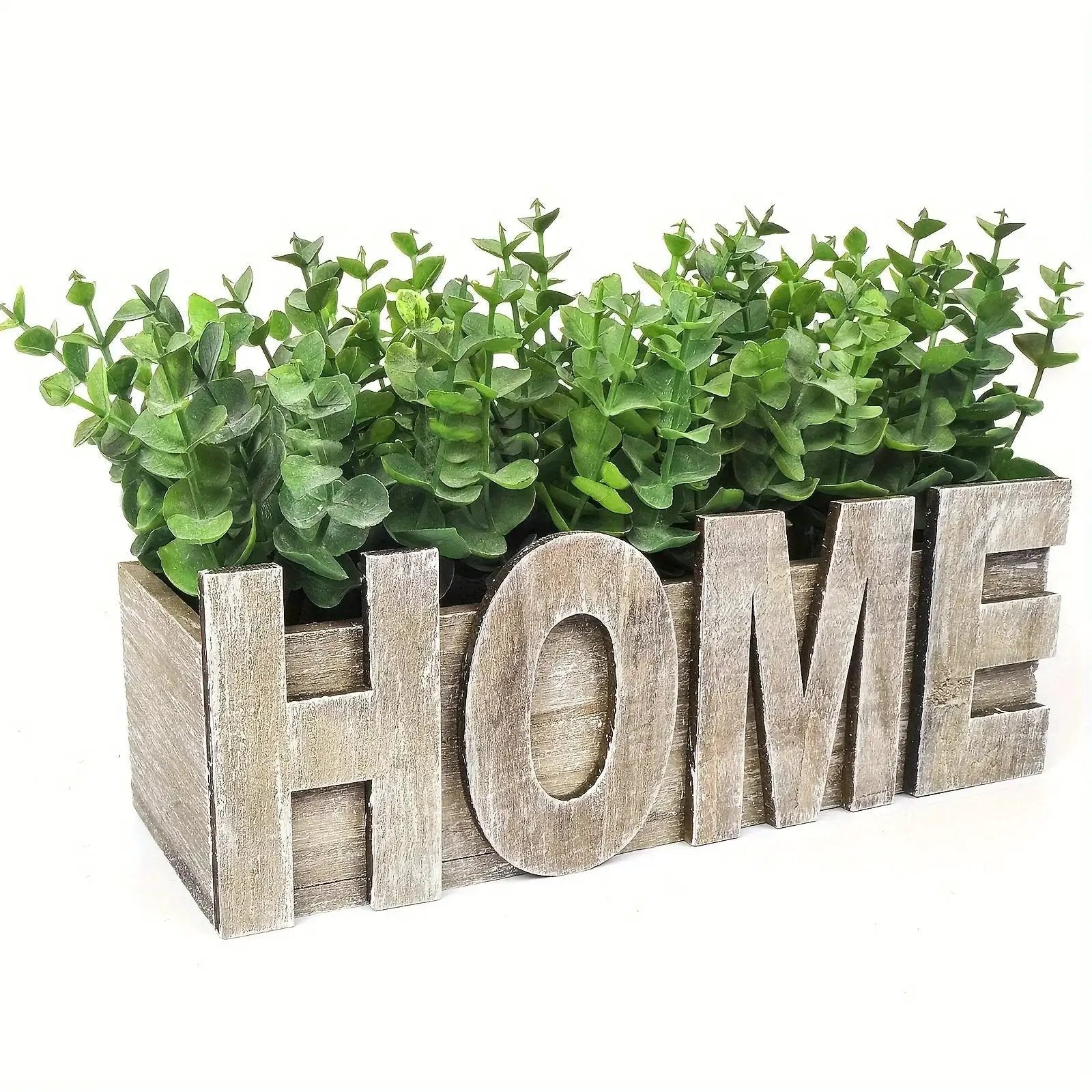 1pc, Artificial Eucalyptus Potted Plant, Fake Green Plant With Wooden Pot For Spring Summer Gift Ideas, Home Office Garden Wedding Kitchen Shower Room Decoration by House Of Avana