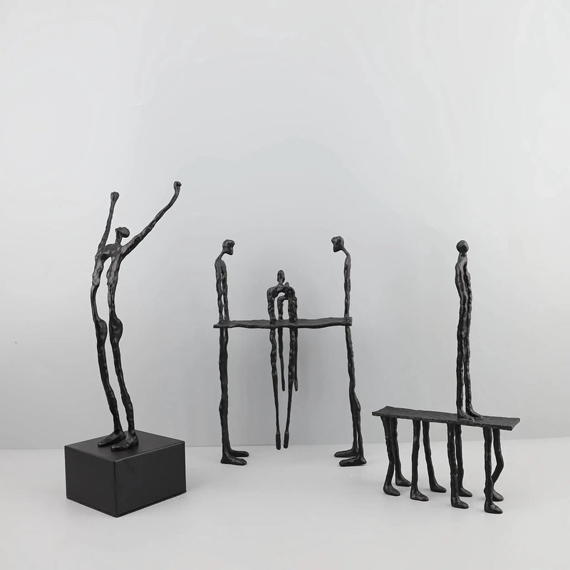 1pc Cast Iron and Marble Abstract Human Figurine Statue Art Piece, Suitable for Living Room, Office, Bookshelf, TV Cabinet - No Electricity Required, Office Artwork | Art Craft | Complex Design, Home Decor Statue, Available i by House Of Avana