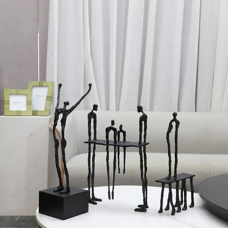 1pc Cast Iron and Marble Abstract Human Figurine Statue Art Piece, Suitable for Living Room, Office, Bookshelf, TV Cabinet - No Electricity Required, Office Artwork | Art Craft | Complex Design, Home Decor Statue, Available i by House Of Avana