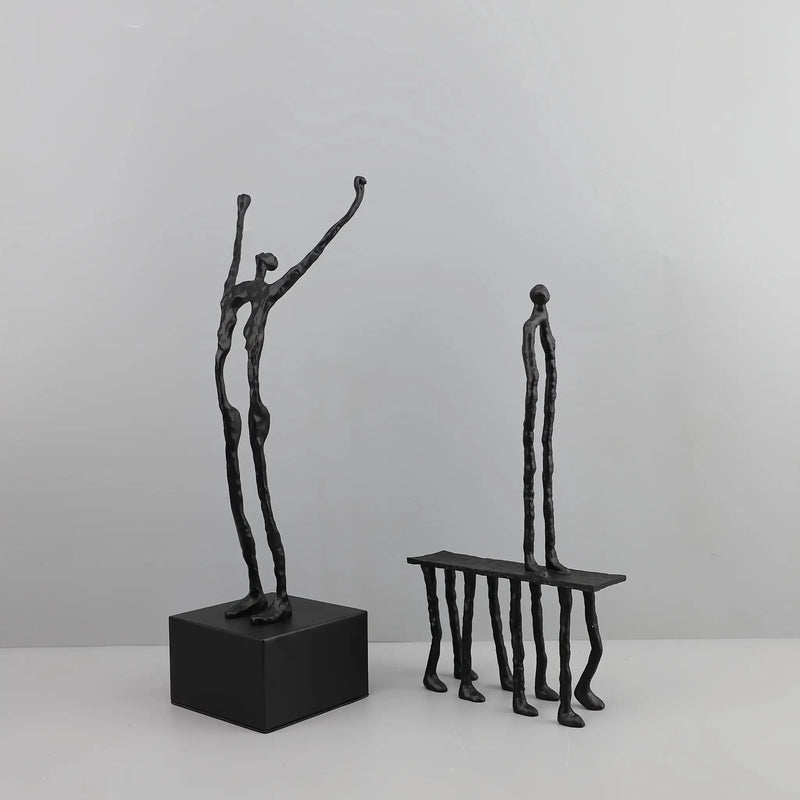 1pc Cast Iron and Marble Abstract Human Figurine Statue Art Piece, Suitable for Living Room, Office, Bookshelf, TV Cabinet - No Electricity Required, Office Artwork | Art Craft | Complex Design, Home Decor Statue, Available i by House Of Avana
