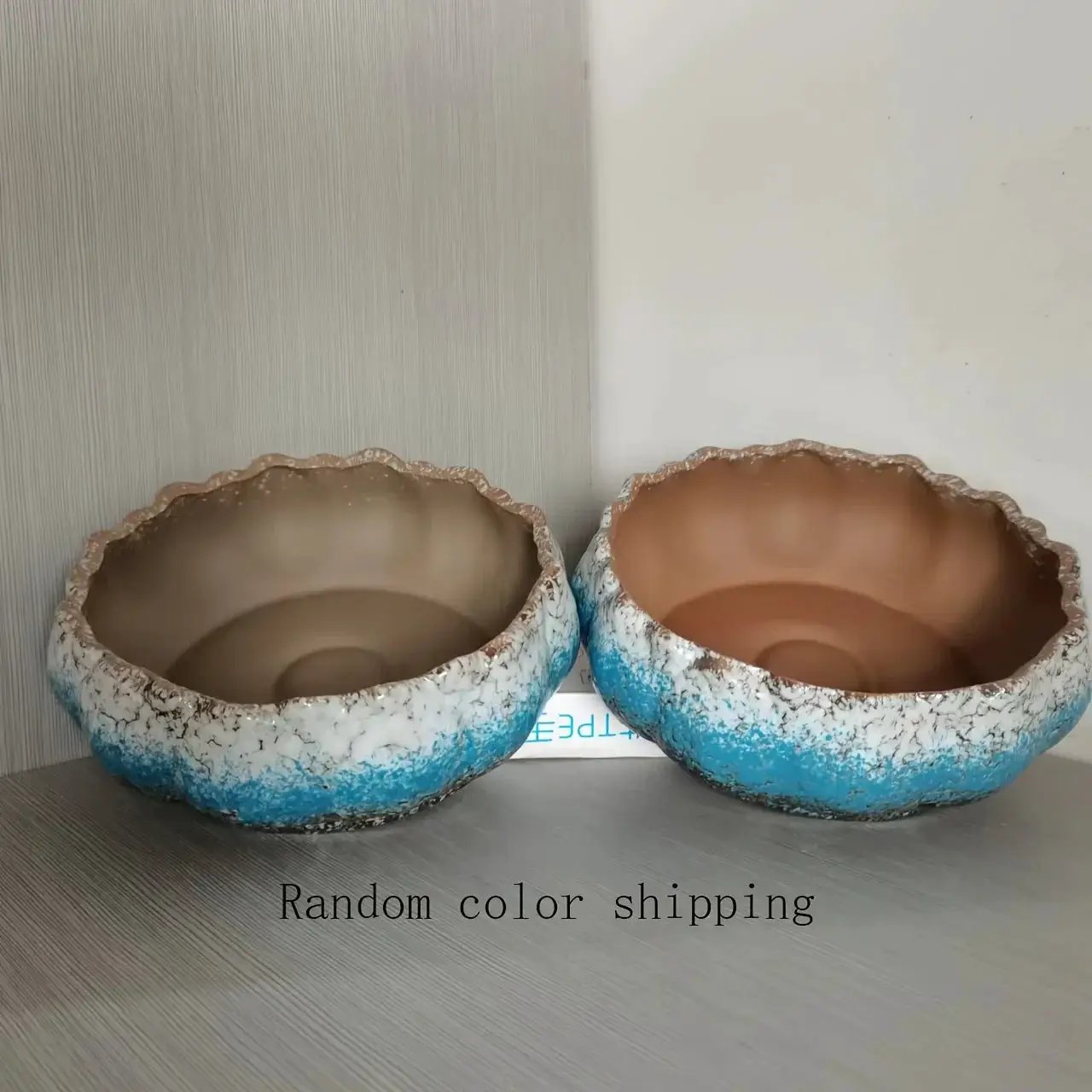1pc Casual Style Ceramic Flower Pot, Round Tabletop Hydroponic Planter, for Bulbs, Succulents, and Lotus, Indoor and Outdoor Decorative Pot with No Drainage Hole by House Of Avana