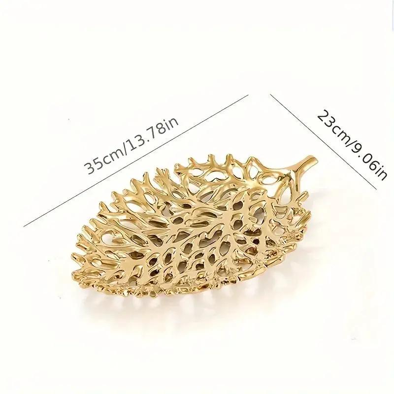 1pc Ceramic Decorative Tray - Leaf Pattern Design, Suitable for Living Room and Dining Room Decoration, Luxurious and Luxury Decorative Tray Perfect for Wedding, Commercial Event Decoration, Non Food Contact, Non-Food Contact by House Of Avana