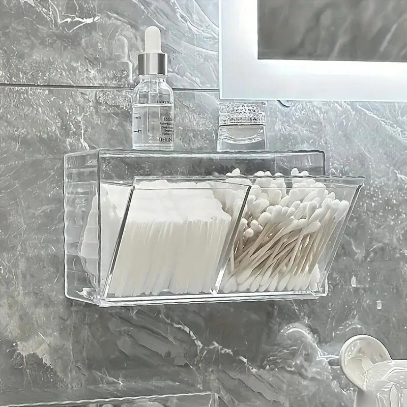1pc cosmetic storage box, bathroom wall cosmetic storage box, wall-mounted storage box, acrylic swab box, bathroom hairpin rack, cosmetic storage box. by House Of Avana