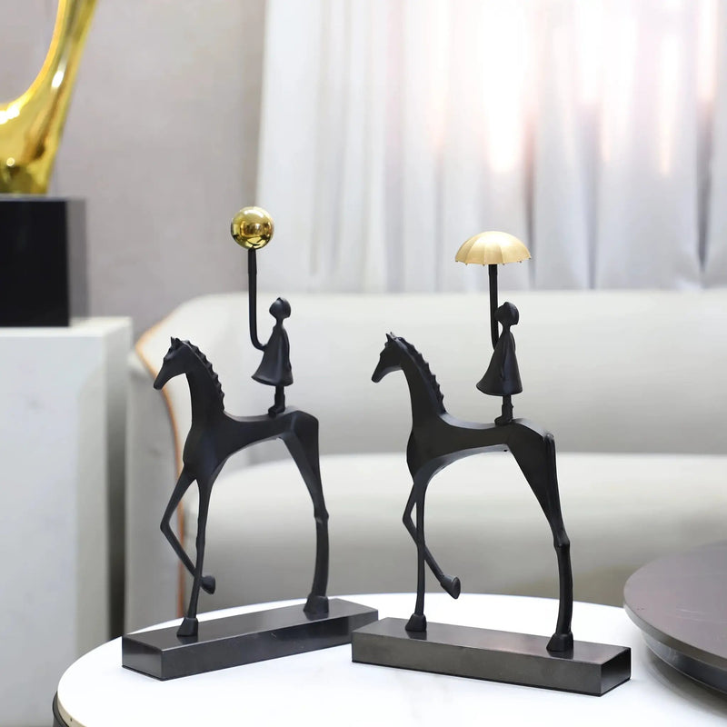 1pc Creative Cast Iron Metal Horse Ornament Home Living Room Luxury Decorative TV Cabinet Bar Tabletop Decoration by House Of Avana