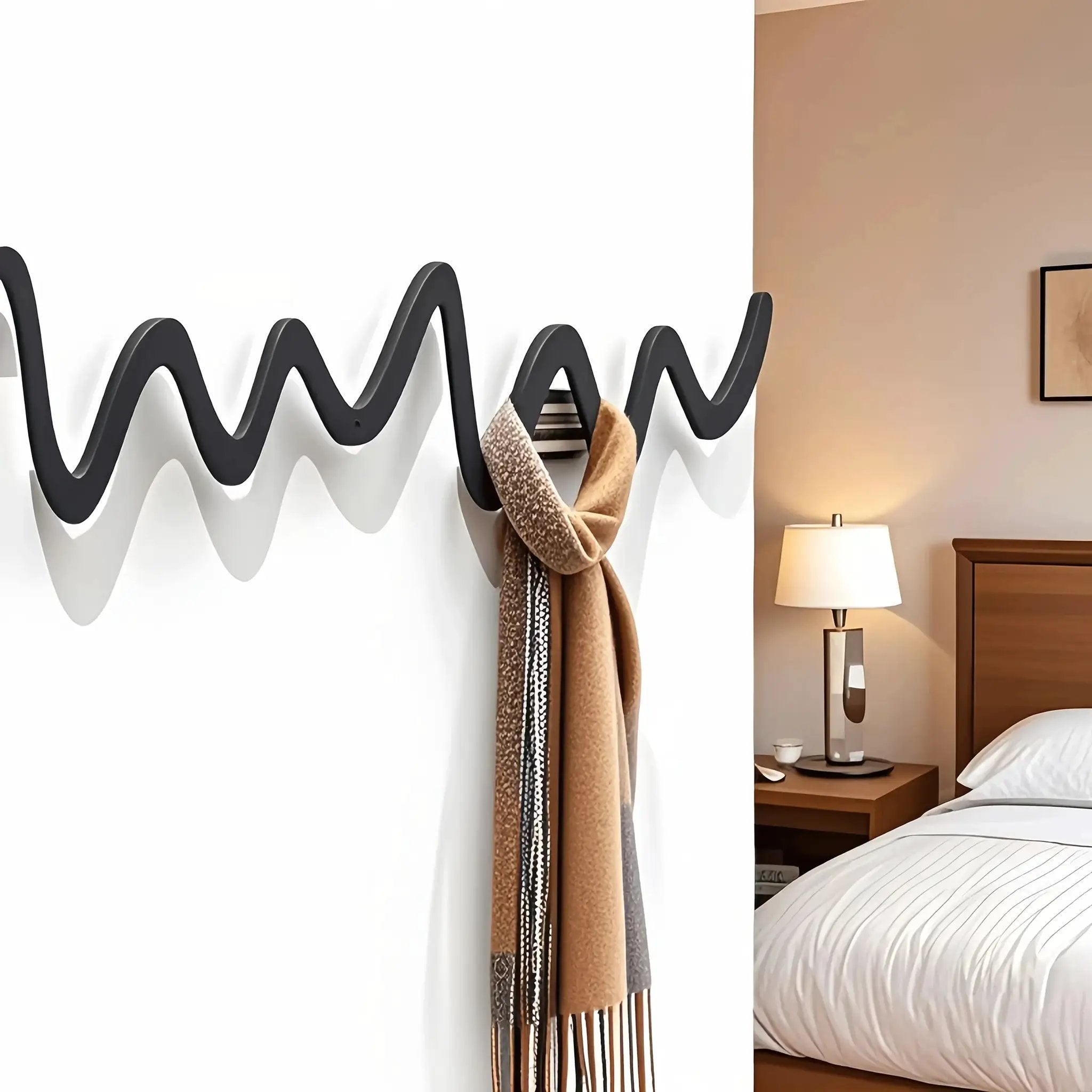 1pc Creative Metal Wavy Wall Hook, Strong Load-Bearing Capacity, Multi-Functional Storage Organizer for Clothes, Bags, Scarves, Keys, Hats - Ideal for Home, Bedroom, Office, Hotel, Clothing Store, Minimalist Fashion Design, C by House Of Avana