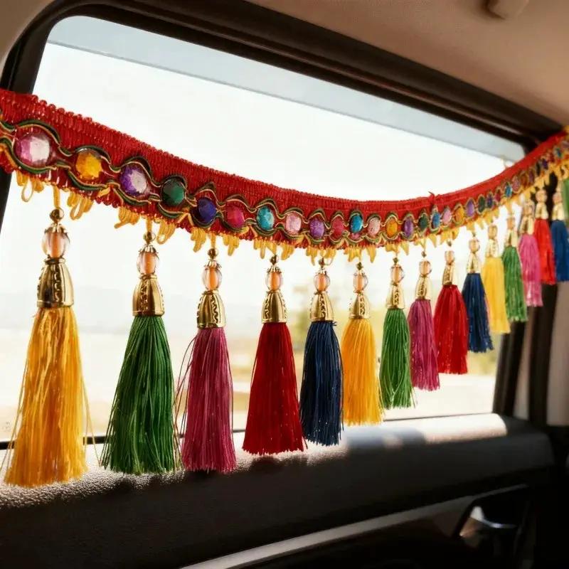 1pc Elegant Lace Fringe Trim with Tassels - Durable Hanging Ribbon for Curtain, Sofa & Table Decor - Easy-Hang Fringed Trim for Window Treatments, Furniture & Seasonal Decoration (Compatible with Single- or Double-Hang by House Of Avana
