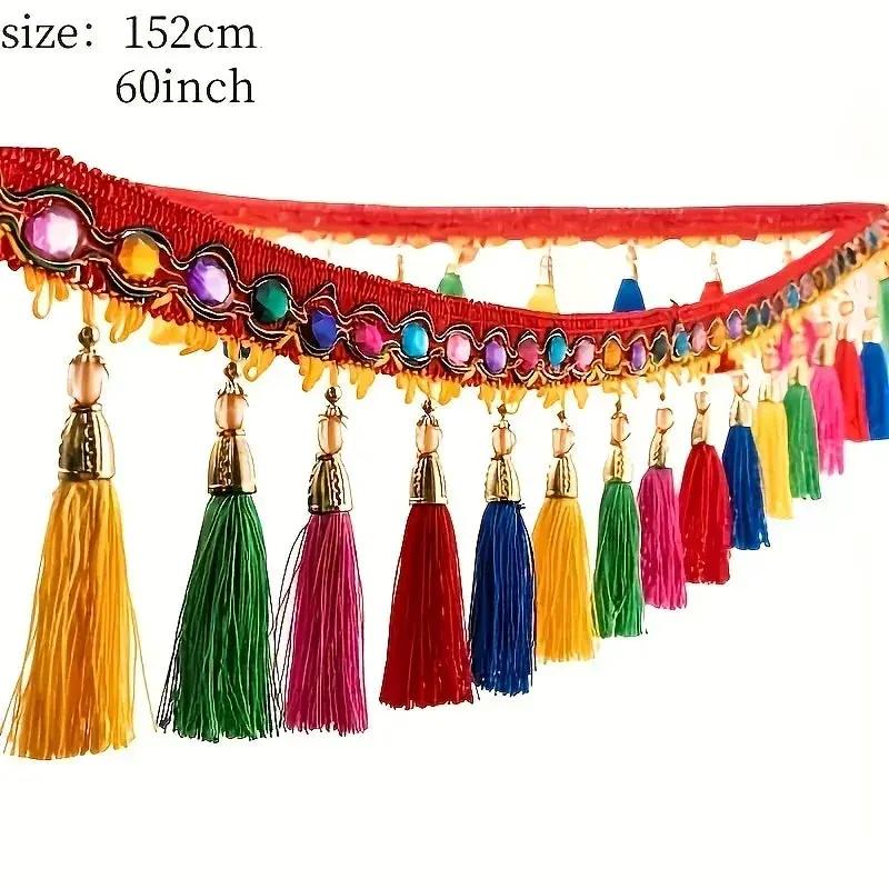 1pc Elegant Lace Fringe Trim with Tassels - Durable Hanging Ribbon for Curtain, Sofa & Table Decor - Easy-Hang Fringed Trim for Window Treatments, Furniture & Seasonal Decoration (Compatible with Single- or Double-Hang by House Of Avana