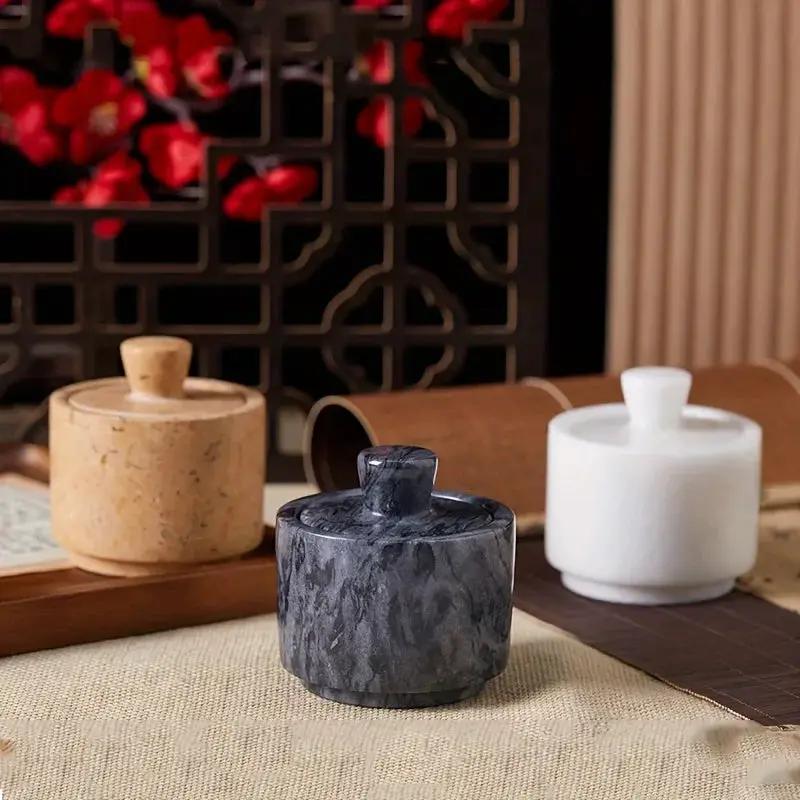 1pc Elegant Marble Salt and Pepper Shaker with Lid - Premium Spice Storage Jar, Kitchen Organizer, Refined High-End Decor for Seasoning Essentials by House Of Avana