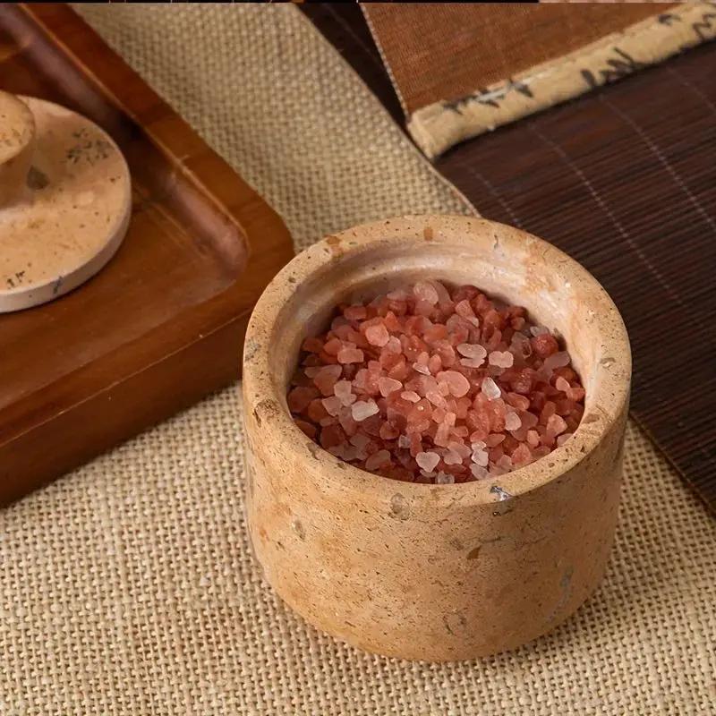 1pc Elegant Marble Salt and Pepper Shaker with Lid - Premium Spice Storage Jar, Kitchen Organizer, Refined High-End Decor for Seasoning Essentials by House Of Avana