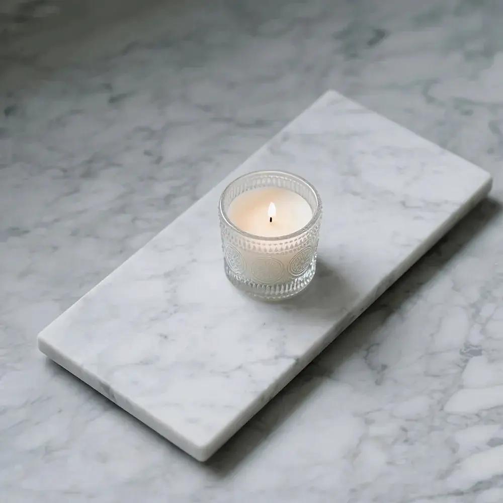 1pc Elegant White Marble Rectangular Tray - Modern Polished Stone Decorative Tray for Vanity, Bathroom, Kitchen | Versatile Home Accessory for Cosmetics, Jewelry, Floral Arrangements | No Batteries Needed, Bathroom Decor, Bes by House Of Avana