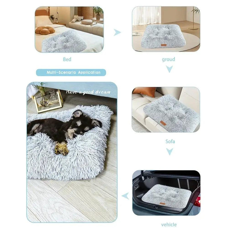 1pc Extra Large Fleece Lined Dog Bed & Cat Mat - Thickened Comfortable Warm Polyester, Easy to Remove & Washable, Square Design for All Dog Breeds & Sizes, Pet Bedding, Cozy Pet Furniture, Plush Pet Furniture, Durable Pet Fur by House Of Avana