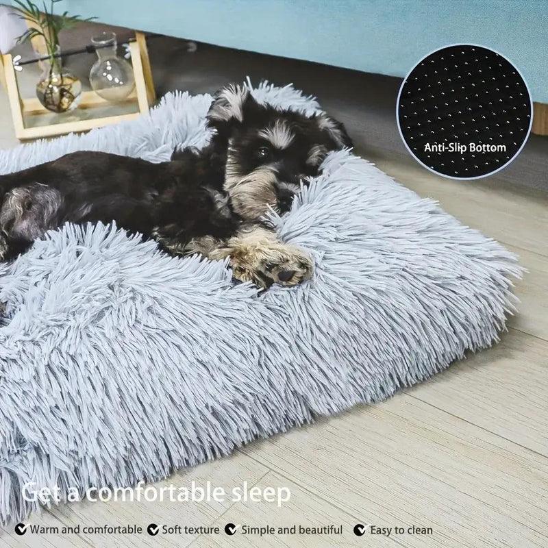 1pc Extra Large Fleece Lined Dog Bed & Cat Mat - Thickened Comfortable Warm Polyester, Easy to Remove & Washable, Square Design for All Dog Breeds & Sizes, Pet Bedding, Cozy Pet Furniture, Plush Pet Furniture, Durable Pet Fur by House Of Avana