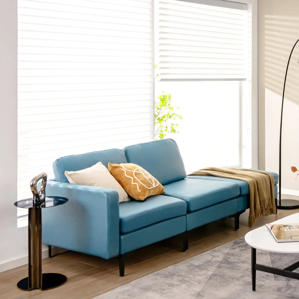 3-Seat Sectional Sofa Couch with Armrest Magazine Pocket and Metal Leg, photo 17 of 40
