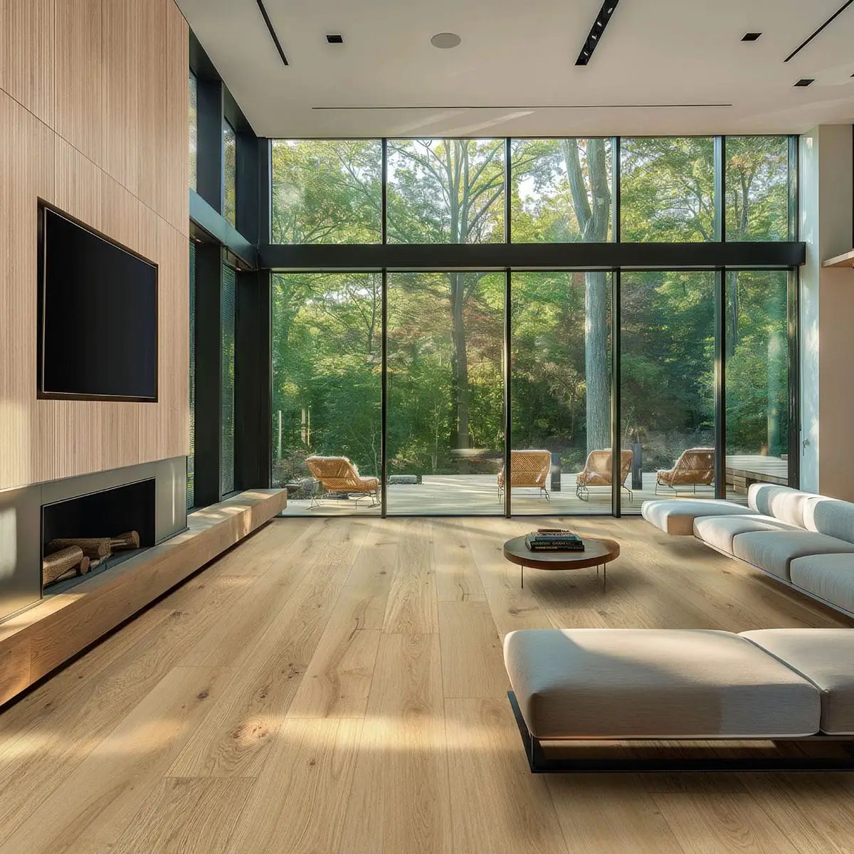 Ladson Montevideo Oak Matte Wood Look Planks 7.5x75 in a finished room