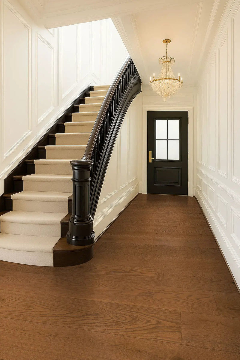 Ladson Scarborough Buff Matte Wood Look Planks 7.5x75 in a finished room