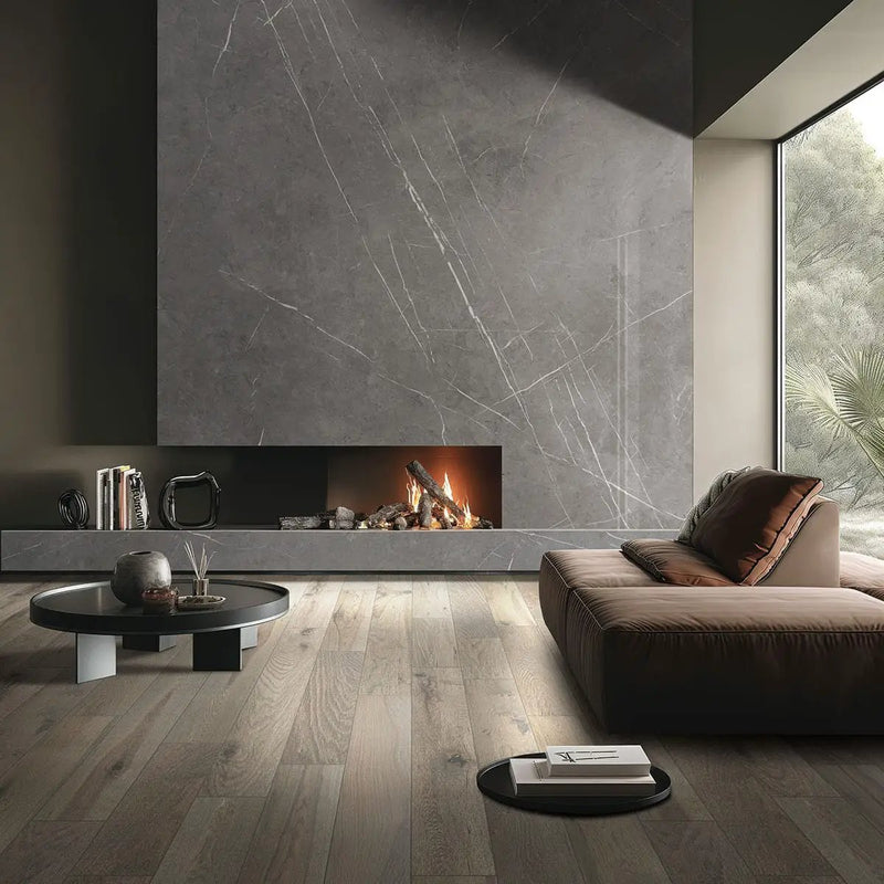 Ladson Milledge Matte Wood Look Planks 7.5x75 in a finished room