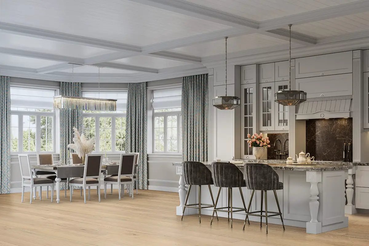 Ladson Whitlock Brushed Wood Look Moldings 1.85x0.75 in a finished room