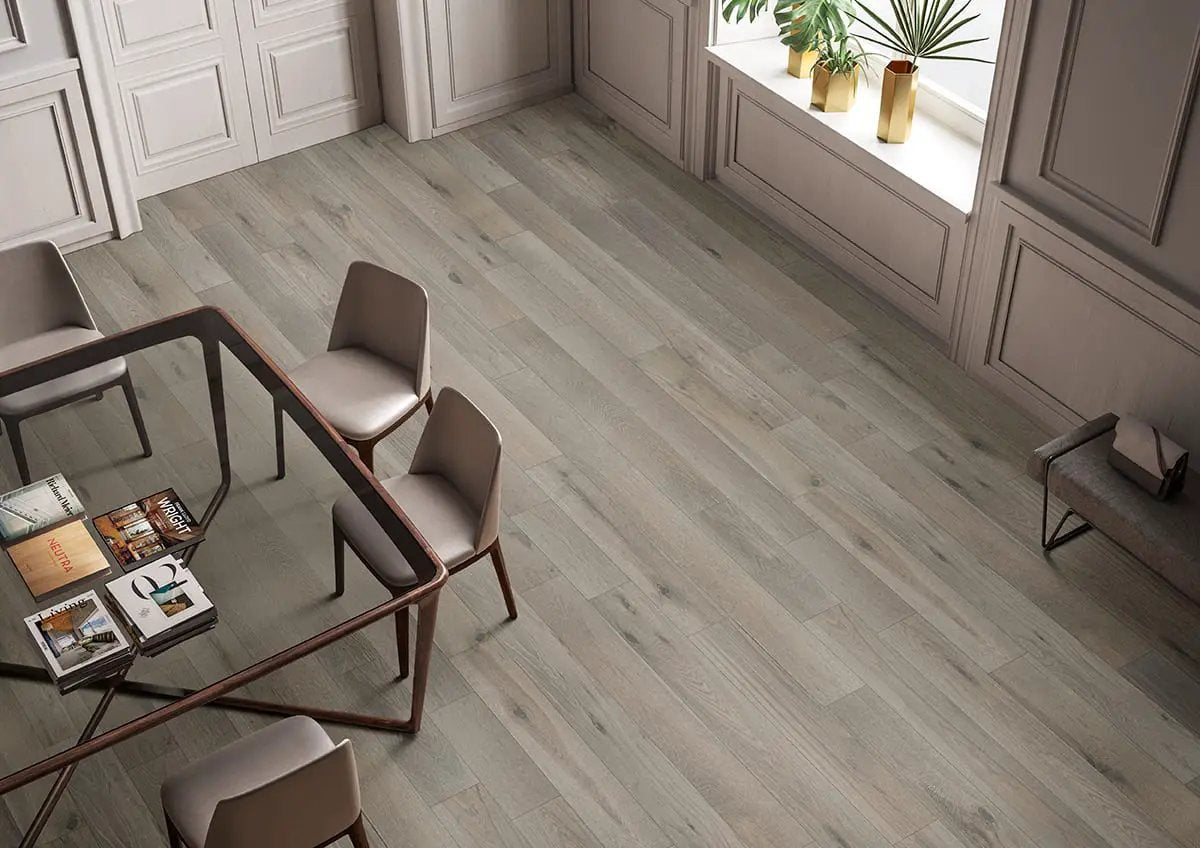 Ladson Milledge Matte Wood Look Planks 7.5x75 in a finished room