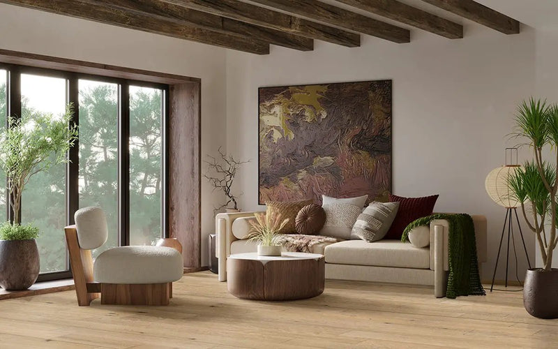 Ladson Northcutt Brushed Quarter Round Wood Look Moldings 0.75x0.75 in a finished room