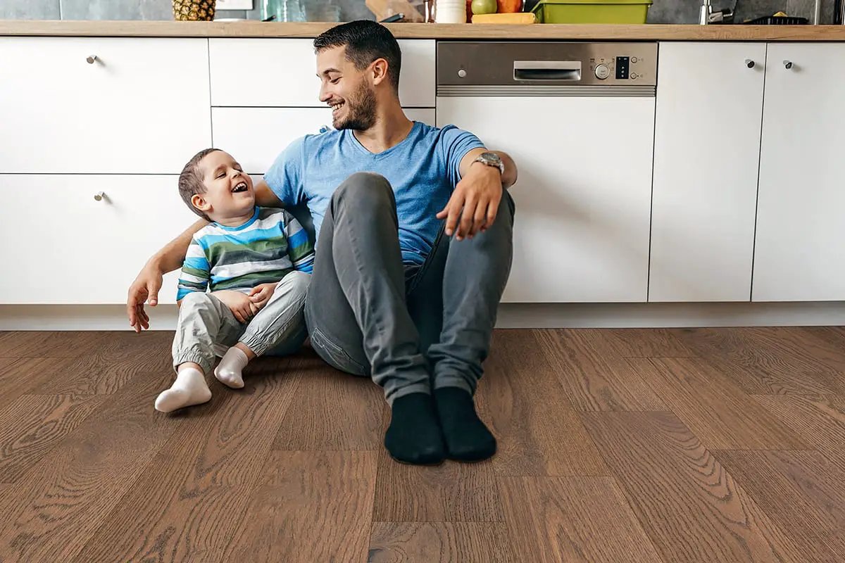 Ladson Wayland Matte Wood Look Planks 7.5x75 in a finished room