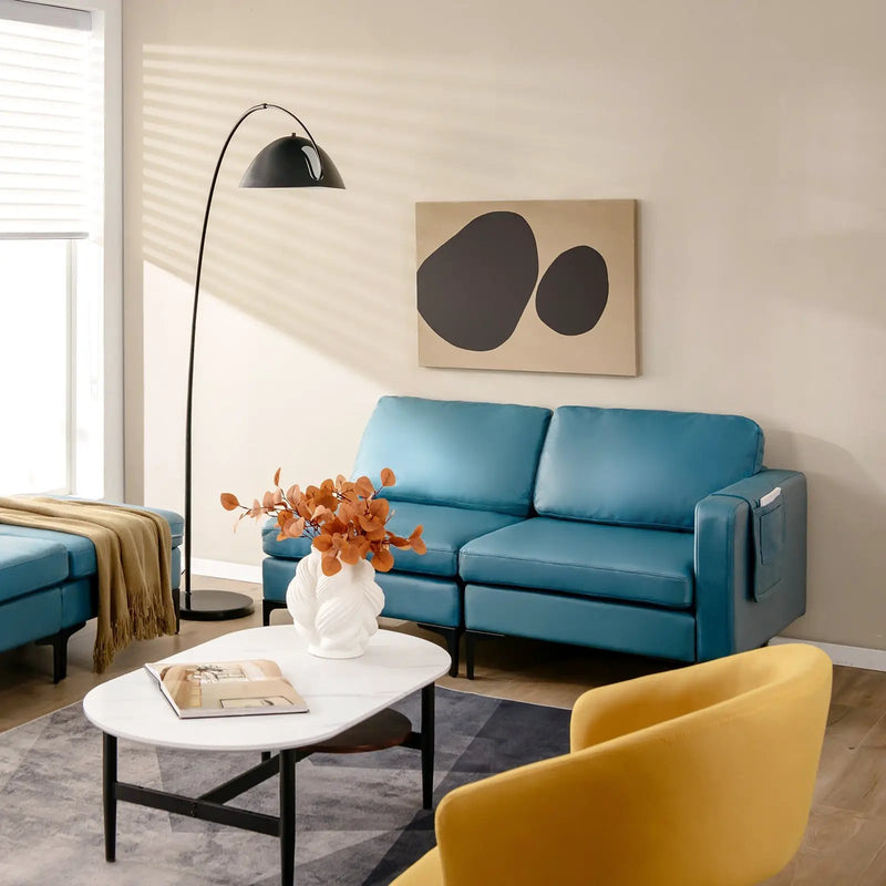 Modular L-shaped Sectional Sofa with Reversible Ottoman and 2 USB Ports by DirectDeals