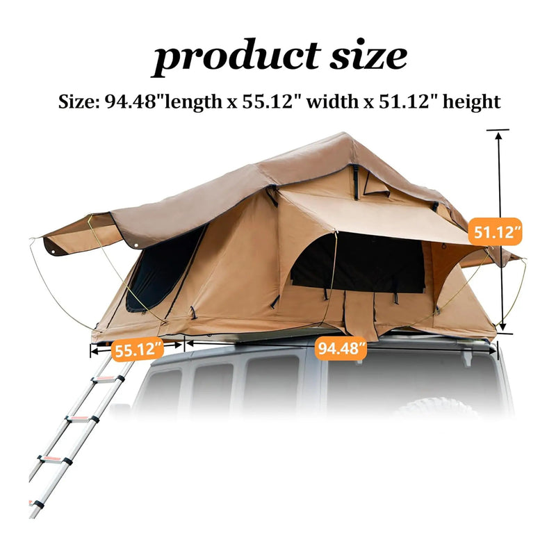 Trailora Summit Soft-Shell Aluminum Rooftop Tent With Ladder, LED Light Strip, And Memory Foam Mattress [2-3 Person] (SAK26814) by SAKSBY WHOLESALE